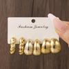 Texture Geometry Multi Shaped Women's Fashion Plastic Ring Earring Set Elegant Fashion Style Unique Design Earrings