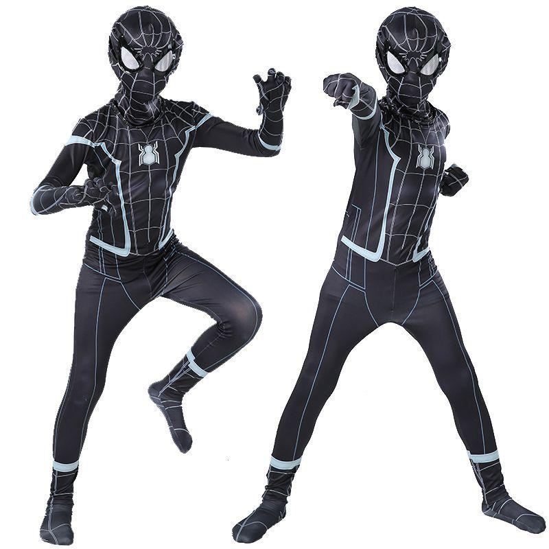 Atemberaubendes Schwarzes Spider-man Homecoming Cosplay-Kostüm mit atmungsaktivem Material für Kinder und Erwachsene