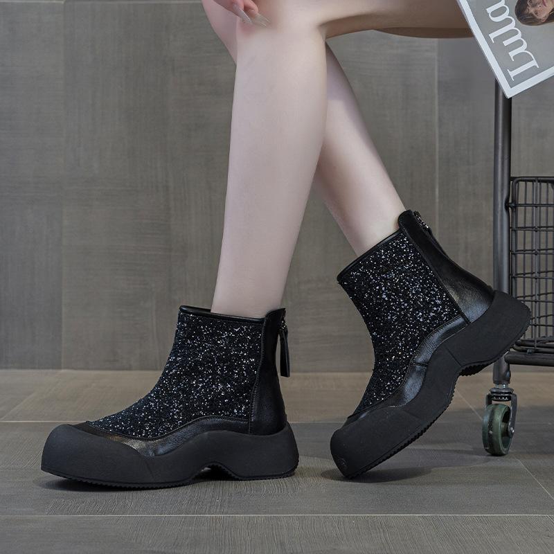 9969 Leather High-top Shoes Children's New Versatile Autumn and Winter Platform Sports and Leisure Shoes