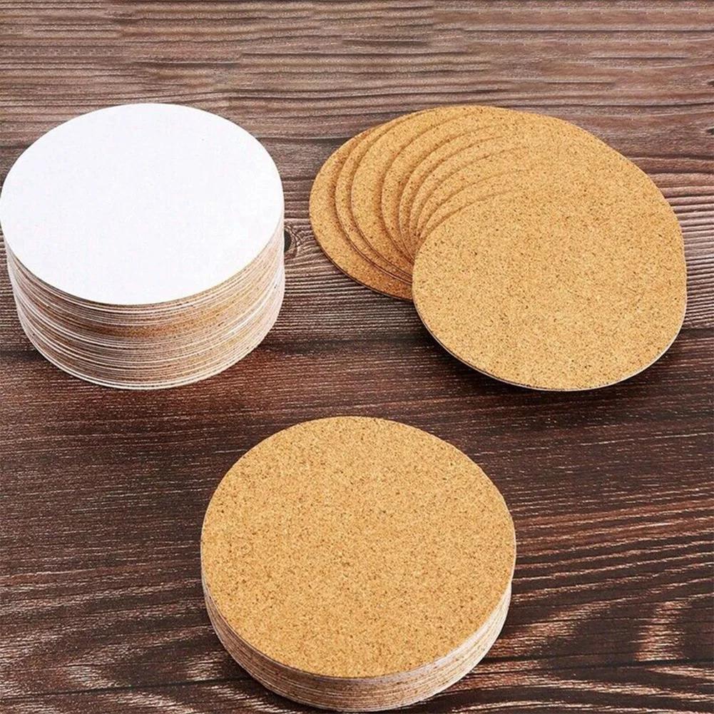 Posavasos de Corcho Base para Taza Reemplazo Redondo Respaldo Autoadhesivo Hoja de Corcho para Café Posavasos para Bebidas para Hogar Bar Té 10 Piezas