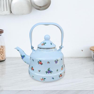Emaye Çaydanlık Çiçekli, Dekoratif Demlik Kahve Potu 2.5L Saplı Su Gevşek