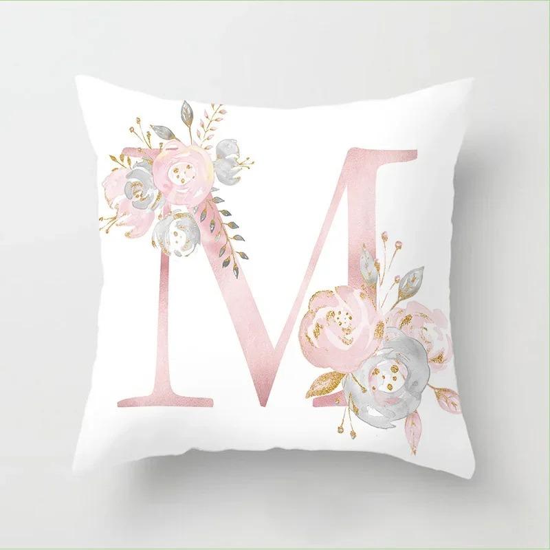 Pink Letter Printed Pillow Cover Pillow Cover Sofa Cushion Decorative Pillow Cover