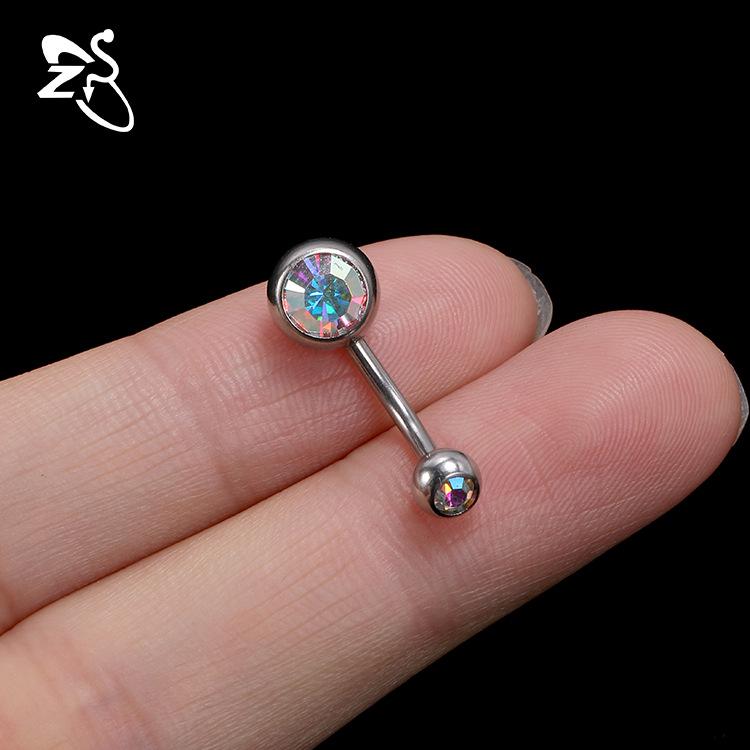 

Трансграничный набор титановых пирсингов для пупка из циркония с двухголовым дизайном