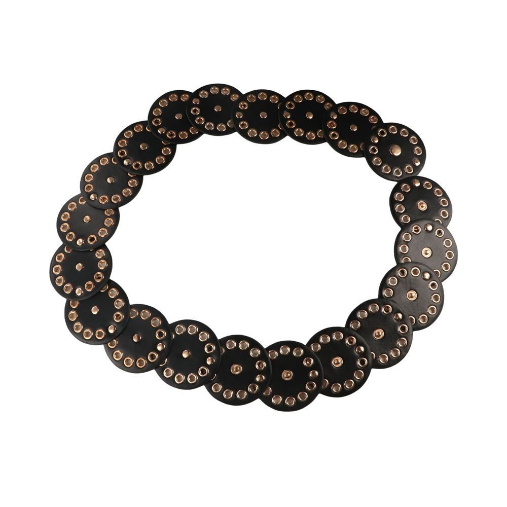 Retro Rivet Wide Belt Y2k Concho Waistband Fashion Disc PU Hollow Belt  Girls