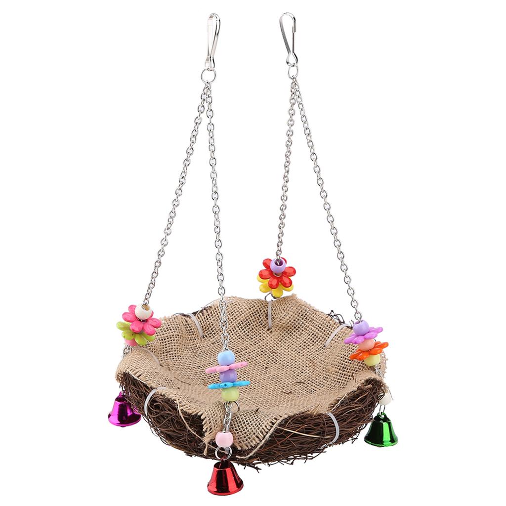 Rattan   Bird  ing   Toy with  s Bird Swing Standing Perch Toy Cage Hammock(S)