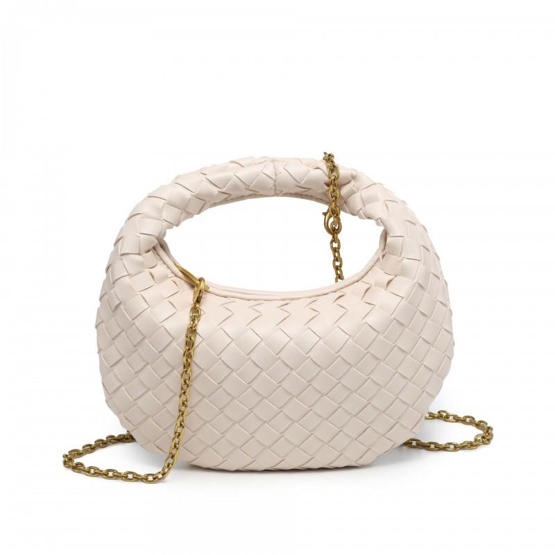 Woven Circle Handbag Women Small Solid Color Chain Crossbody Bag Casual Shoulder