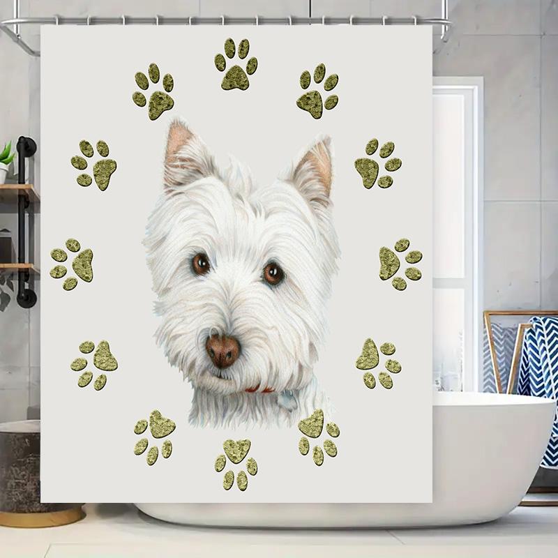 

Decorative shower curtain featuring adorable dog paw prints suitable for pet lovers Add a playful touch to your bathroom with th 90x180cm