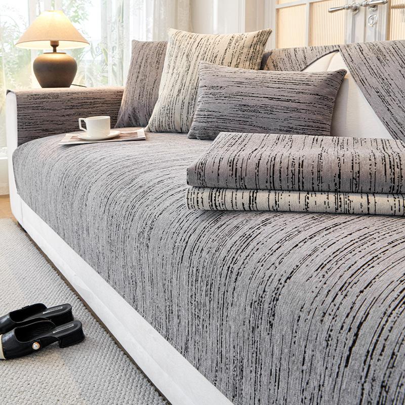 Chenille Sofa Cushion Four Seasons Universal Non-Slip Sofa Cover Living Room Straight Row Sofa Cover Cloth Anti-Scratching Backrest Towel