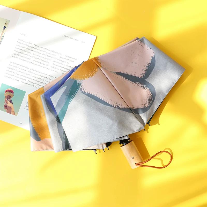 Creative Super Light Automatic Umbrella Retro Orange Rain Dual-Use Female Thick Windproof Fashion Parasol Sunshade Umbrella