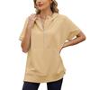 Loose Short Sleeve Women’s Hoodie Spring Summer Thin T-shirt Top with Zipper Pocket, Casual Leisure American European Tops