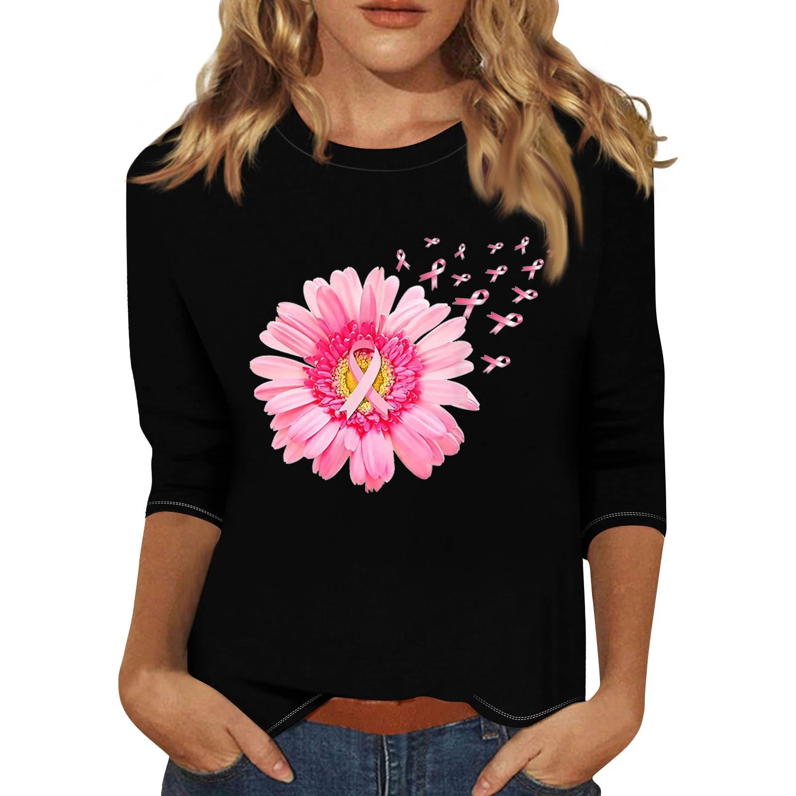 

Женская модная и повседневная футболка с круглым вырезом и рукавом семь четвертей XL чёрный