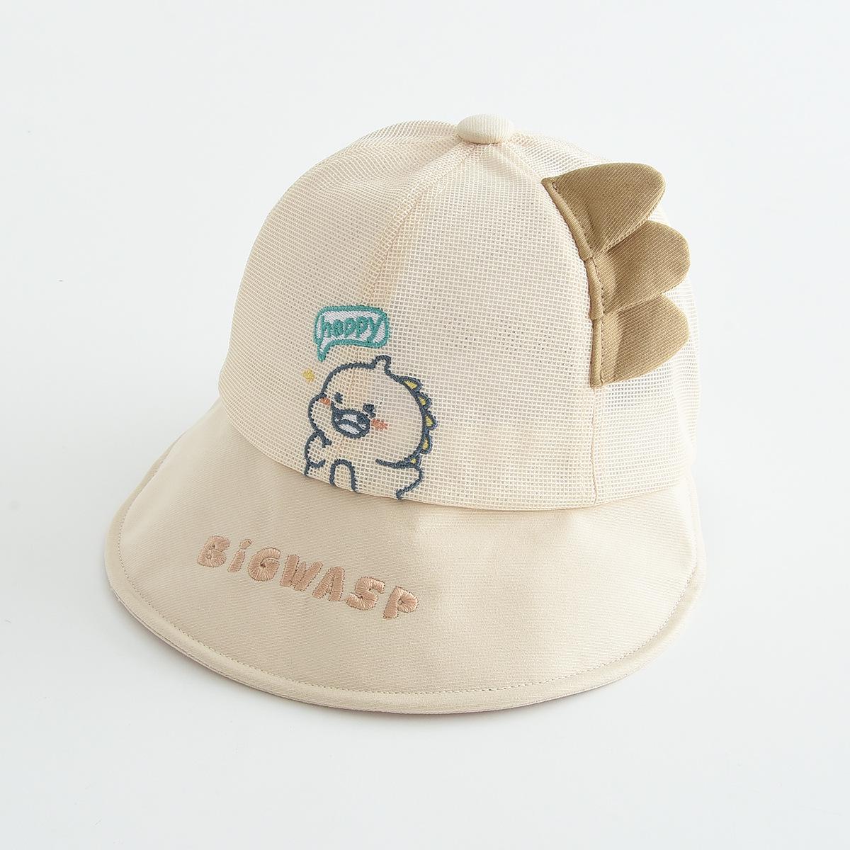 Children s Cartoon Dinosaur Bucket Hat - Outdoor Breathable Sun Hat 50-52cm бежевый