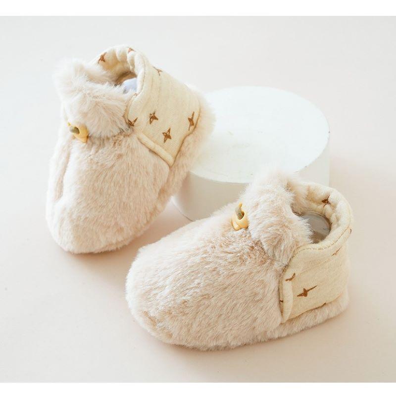

Winter Warm Newborns Shoes Baby Girls Soft Walking Shoes Thickened Plush Infant Shoes Cute First Walkers for Boys 0-14M 11cm&0-6M хаки