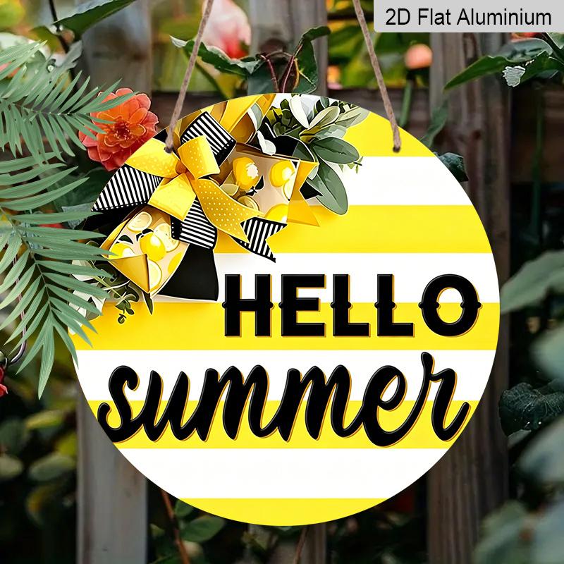 2D Flat Retro Round Aluminum Wall Panel, Multi-Size Fresh Summer Decor, Indoor Outdoor Hanging Art for Home Cafe Bar, Keepsake Gift