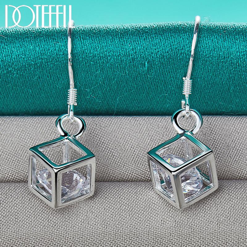 Pendientes de circonitas AAA cuadradas, joyería de moda en plata