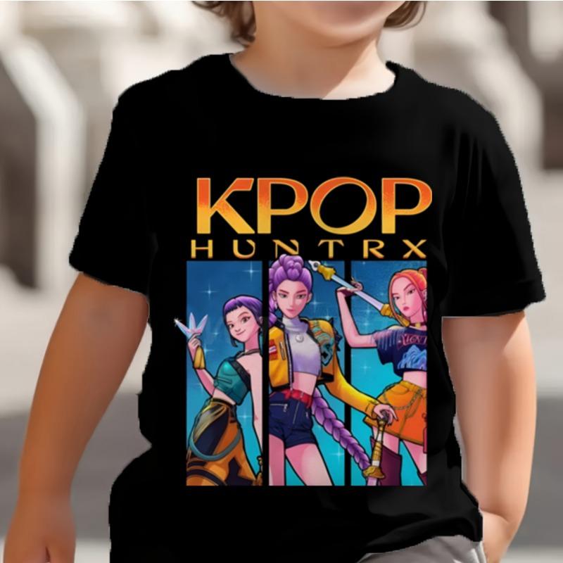 KPop Demon Hunters Kids T Shirt Huntrix Girl Saja Boys Baby Tops Toddler Tees Zoey Rumi Mira Clothes Children T-shirts Short Sleeve Wear