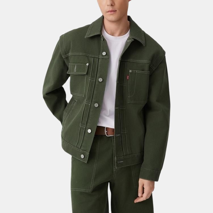 Levis Casual Cómoda Simple Bloque de Color Chaqueta Vaquera de Manga Larga de un Solo Botón Chaquetas para Hombre 004YW-0000