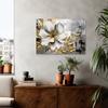 Framed - Modern Retro Gold Flower Canvas Poster - Gold Flower Printing Multiple Scene Display Framed Canvas Poster Decorative Wall Art