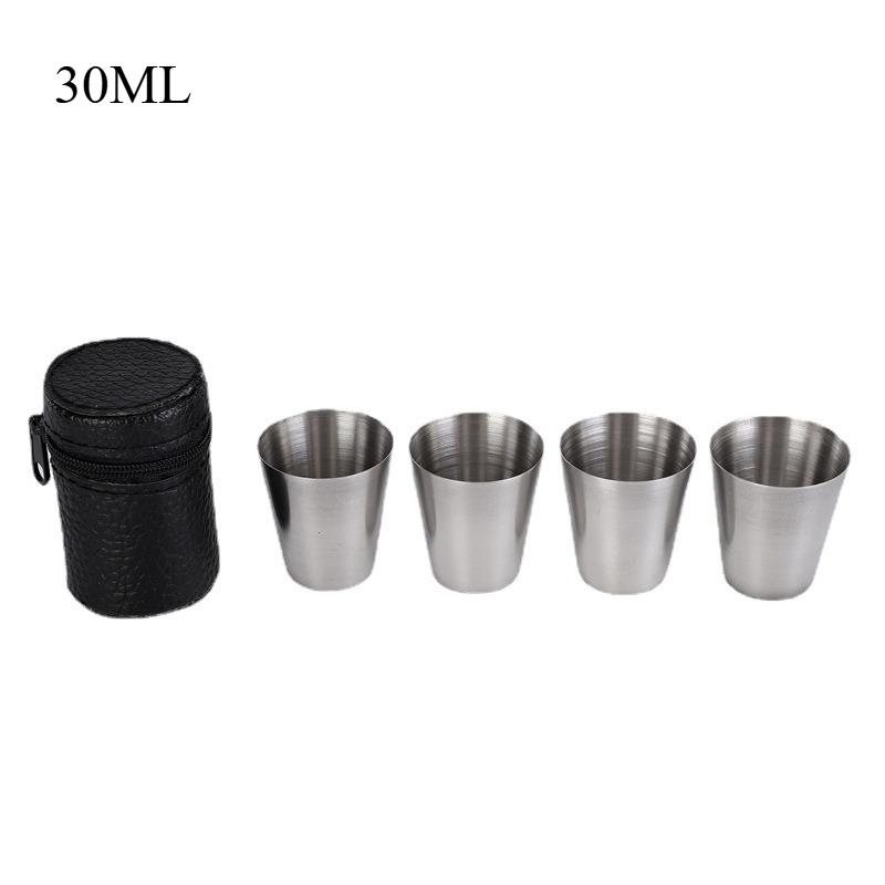 4Pcs 30ml/70ml Outdoor Practical Travel Stainless Steel Cups Mini Set Glasses for Whisky Wine with Case Portable Drinkware