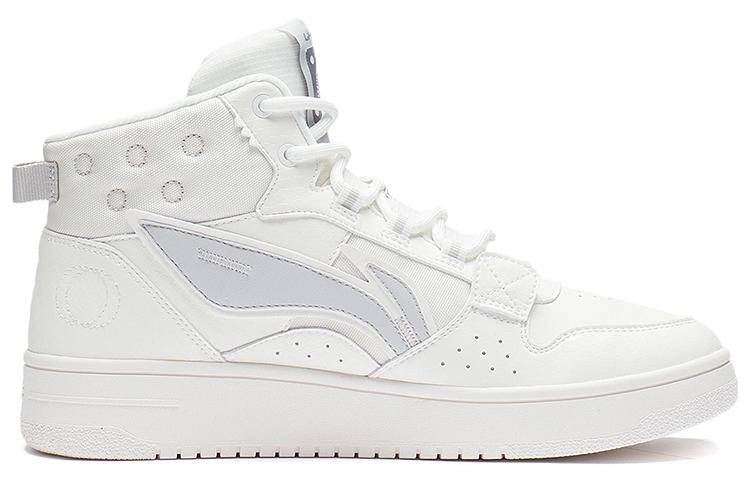 Li Ning Mountain Plain Textile, Synthetic Leather Slip Resistant Abrasion Resistant High Top Skateboard Shoes Men's AGCS241-3
