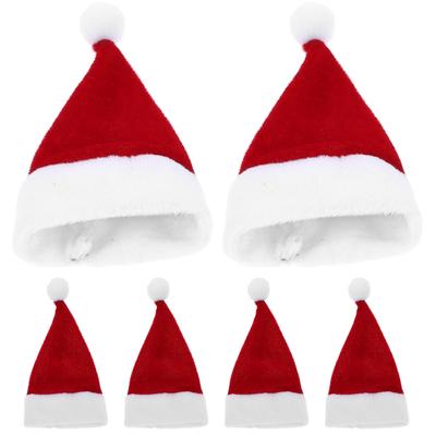6pcs Mini Christmas Hat Decoration Small Santa Cap Red White Color Reusable Party Favor Wine Bottle Cutlery Lollipop Decor Diy