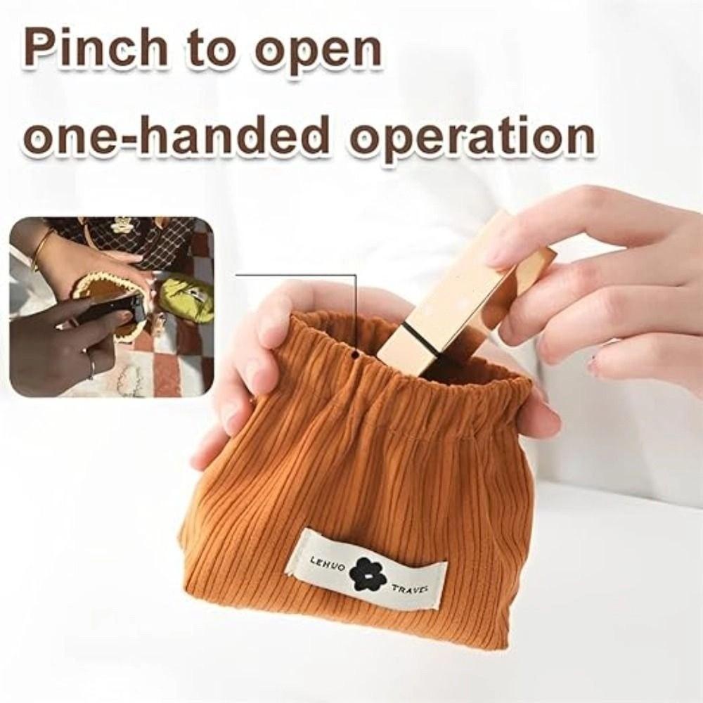 Fashion Mini Shrapnel Bag Corduroy Soft Lipstick Purse Solid Color Coin Purse Travel