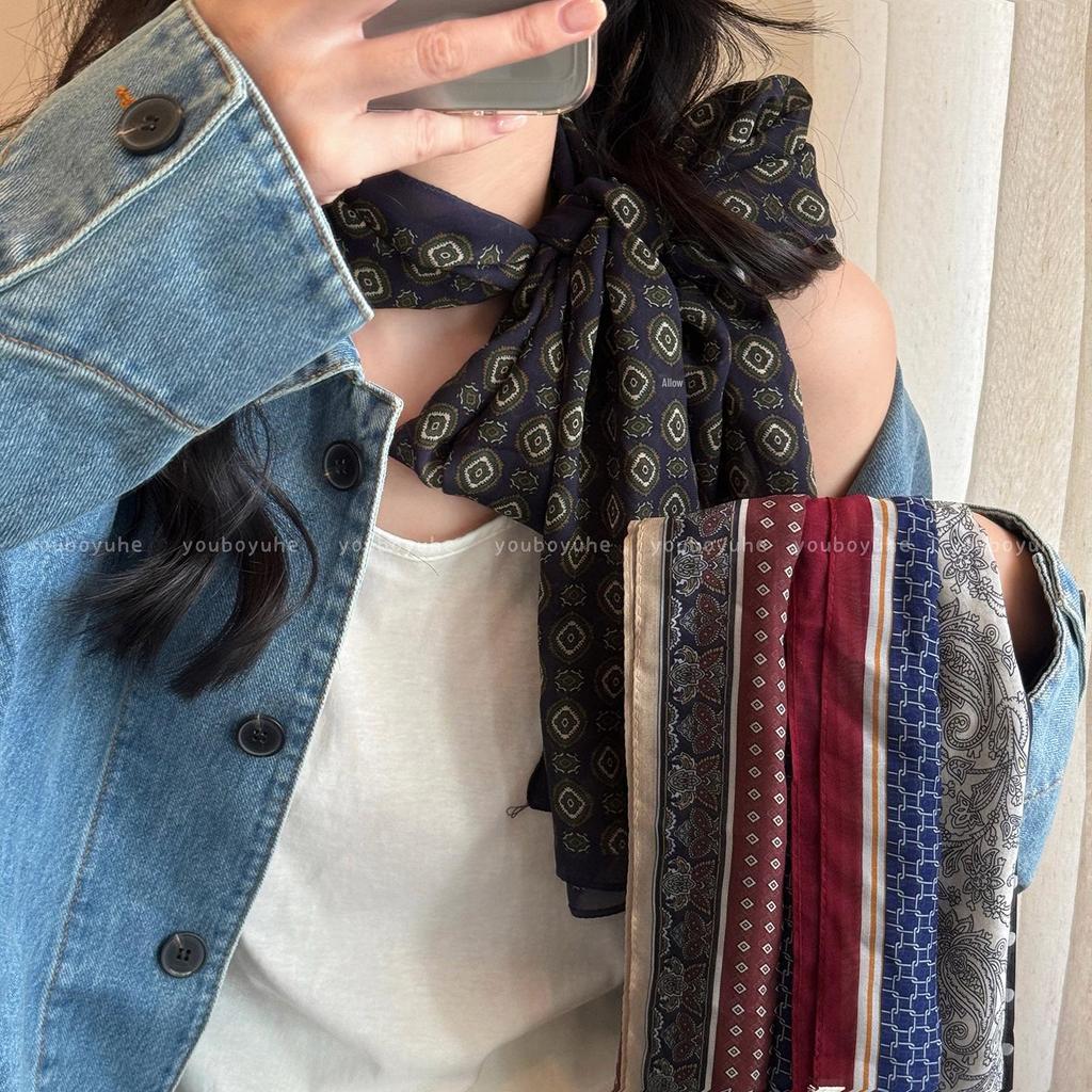 Korean-Style Brown Polka Dot Tie-Neck Scarf: Versatile Women's Ribbon Accessory for 2025