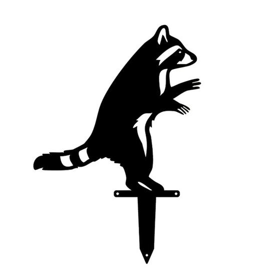 

Cute Raccoon Metal Garden Stake Black Raccoon Silhouette Decorative Yard Art for Garden Lawn Pathway Decor Gift for Nature Wildlife Lovers B