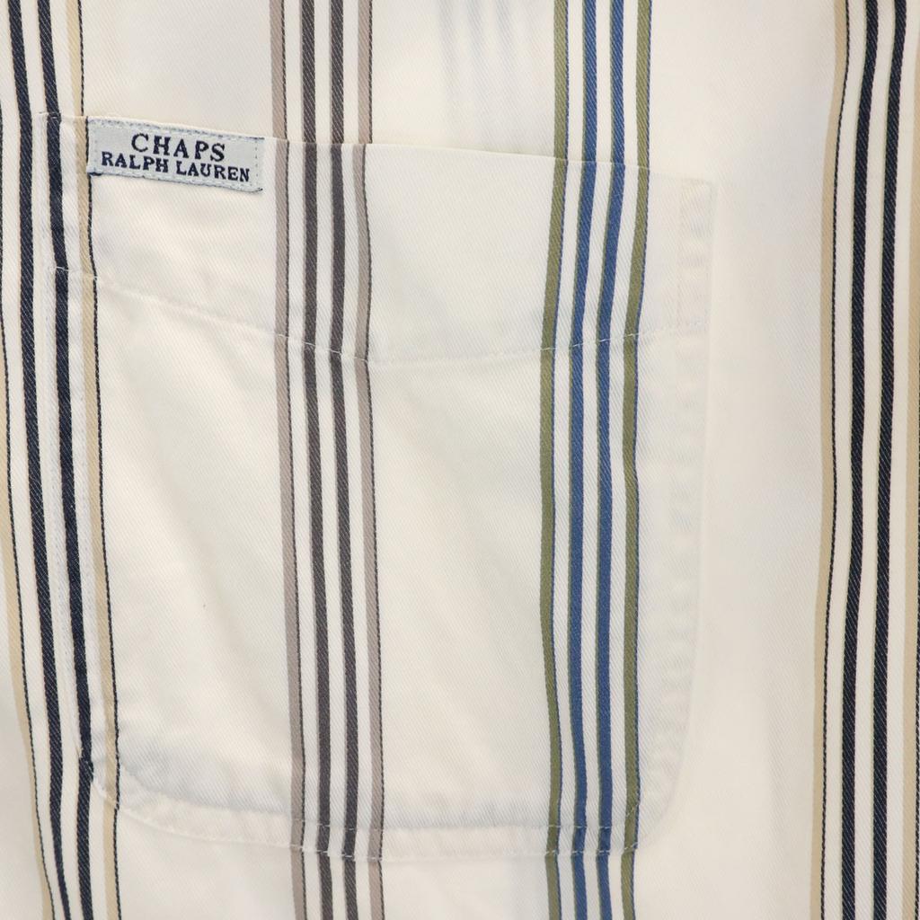 CHAPS RALPH LAUREN Striped Pattern Short Sleeve Button Down Shirt L White Men's Used