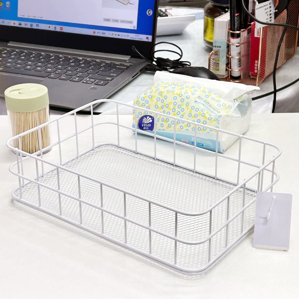 Slim Metal Storage Basket With Steel Mesh Base For Accessories And Small Items