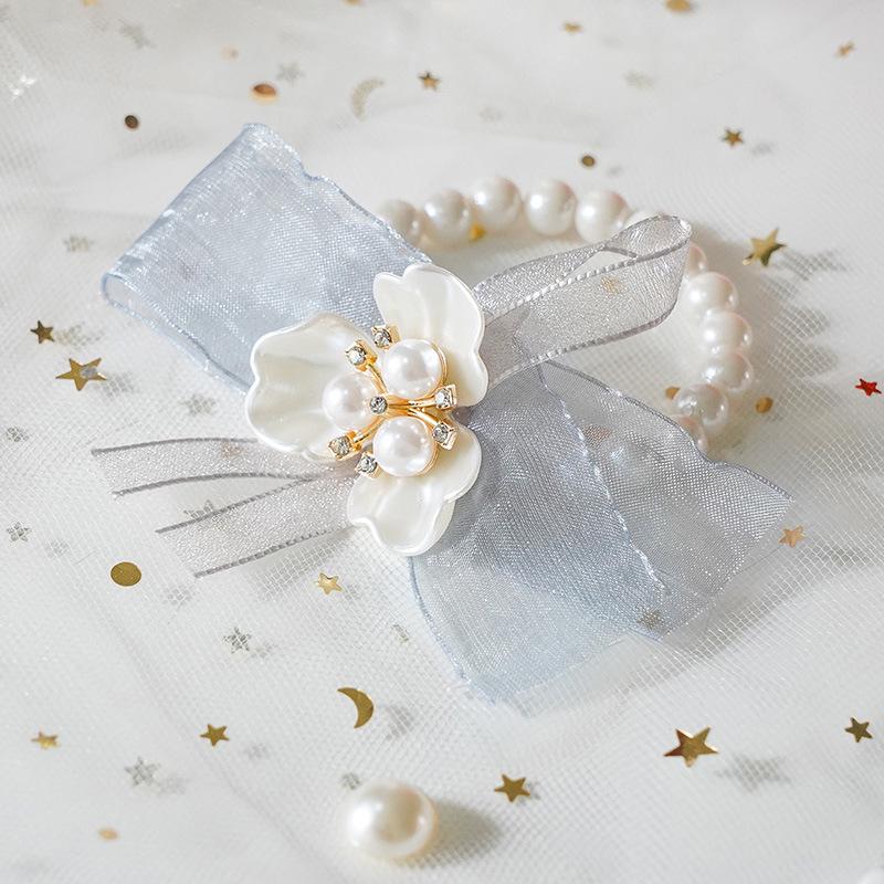 Bridesmaid Pink Rose Corsage Bracelet - Wedding Flower Accessory