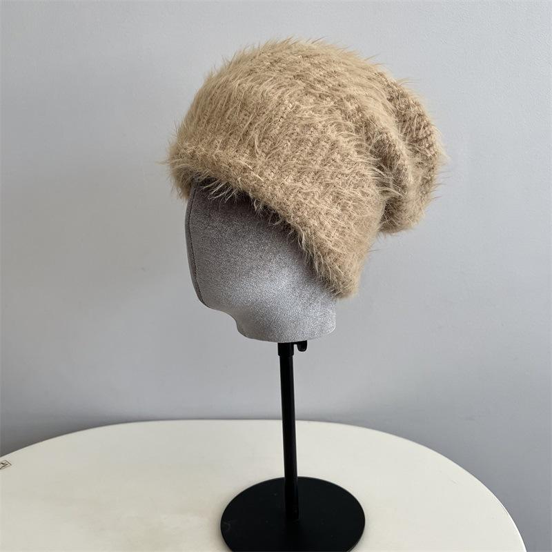 

Большая версия шапка из искусственной норки женская осенне-зимняя теплая вязаная шапка с защитой ушей от холода в стиле ленивого ветра average size 54- 60CM