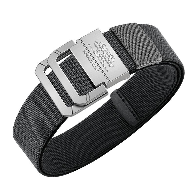 Men's Canvas Double Ring Buckle Elastic Belt