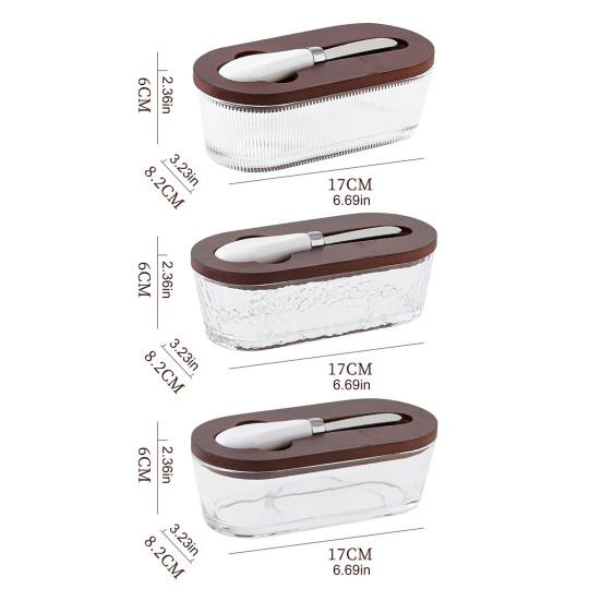 Szklany pojemnik na masło Yousheng z pokrywką, szpatułką, dużą maselniczką, łatwy do czyszczenia pojemnik na masło, niezbędny dodatek dla miłośników masła