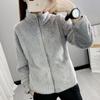 Women's Double-Sided Fleece Jacket - Warm Stand Collar, Long Pile Zipper, Short Cardigan Style Sweatshirt.