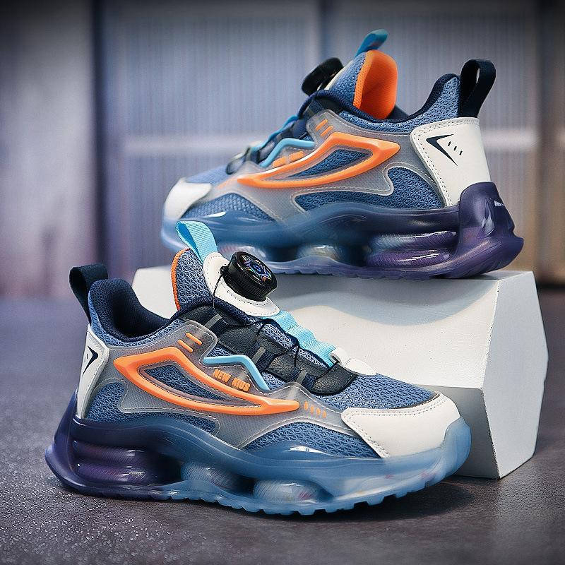 Sneakers breathable button shoes children's autumn soft-soled lightweight shoes boys and girls new 2025 wear-resistant mesh