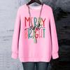 Ladies' Christmas Printed Round Neck Long Sleeved T-shirt Sweatshirt Top