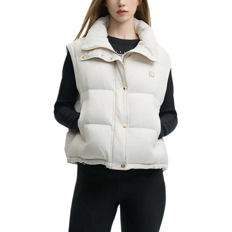 Fila Milano Serie Deportiva de Lujo Italiano Plumón de Ganso Cálido Color Sólido Simple con Capucha Manga Larga Chaqueta Acolchada para Mujer F11W445901FIV