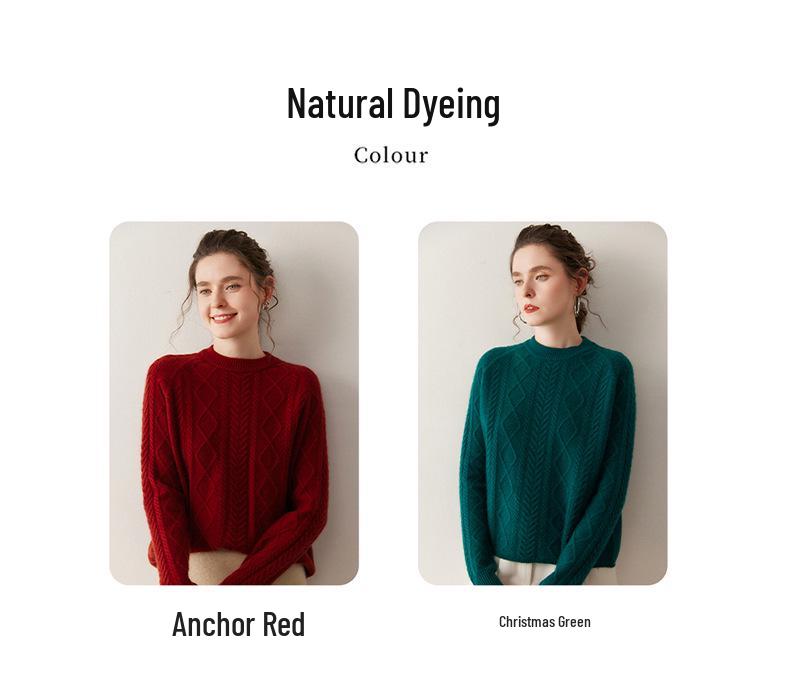 Women's Retro Cable Knit Cashmere Turtleneck Sweater - Cozy Autumn/Winter Style