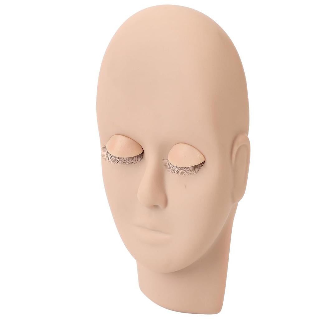 Lash Extension Practice Head with Removable Eyelids, 3D Realistic Facial Contour Mannequin for Eyelash Training, Soft Rubber Reusable Beauty Model,