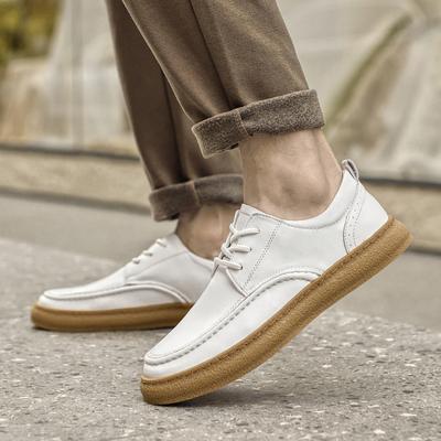 Fashion Outdoor Men Versatile White Oxfords Flats Lace Up Elegant Mens Casual Shoes Business Luxury Brand High Quality Cow Leather Shoes