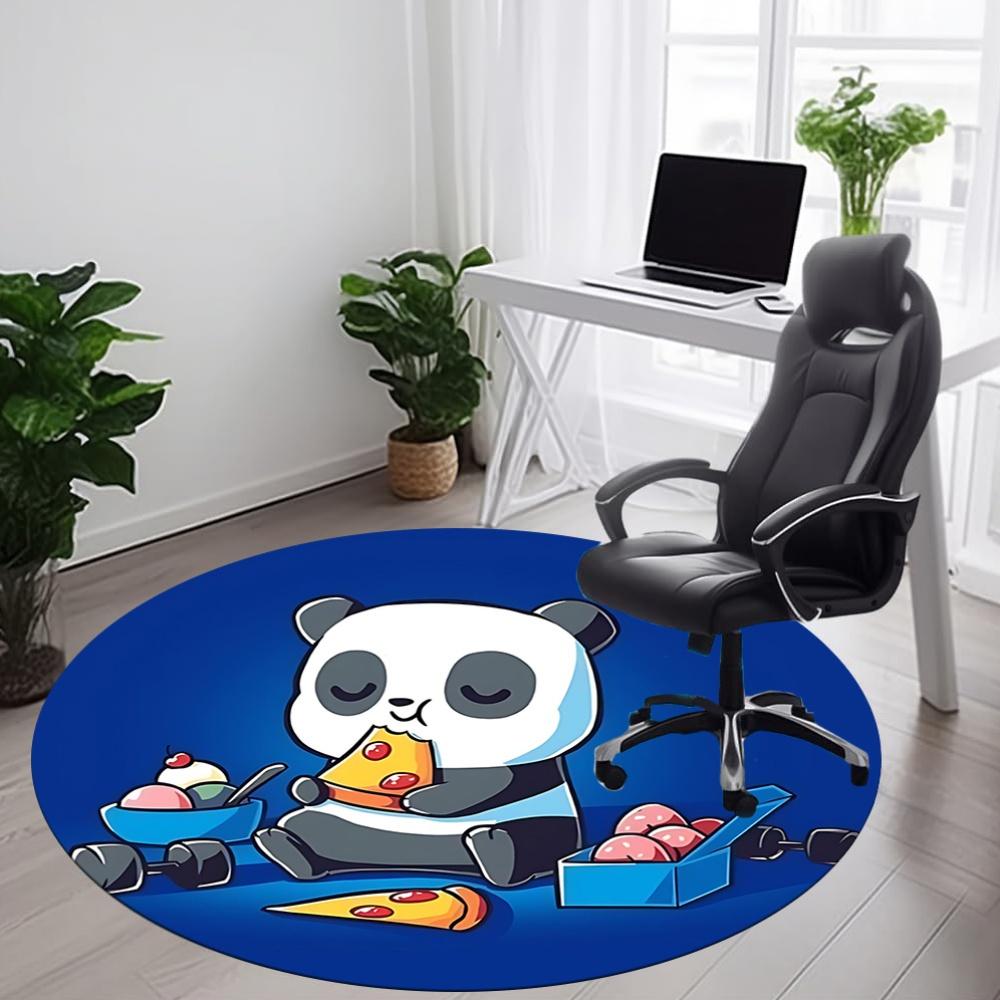 1pc Panda Pizza Office Round Area Rug, Indoor Mat Suitable For Office, Under Office Chairs Bedroom Living Room Home Decor, Room Deco