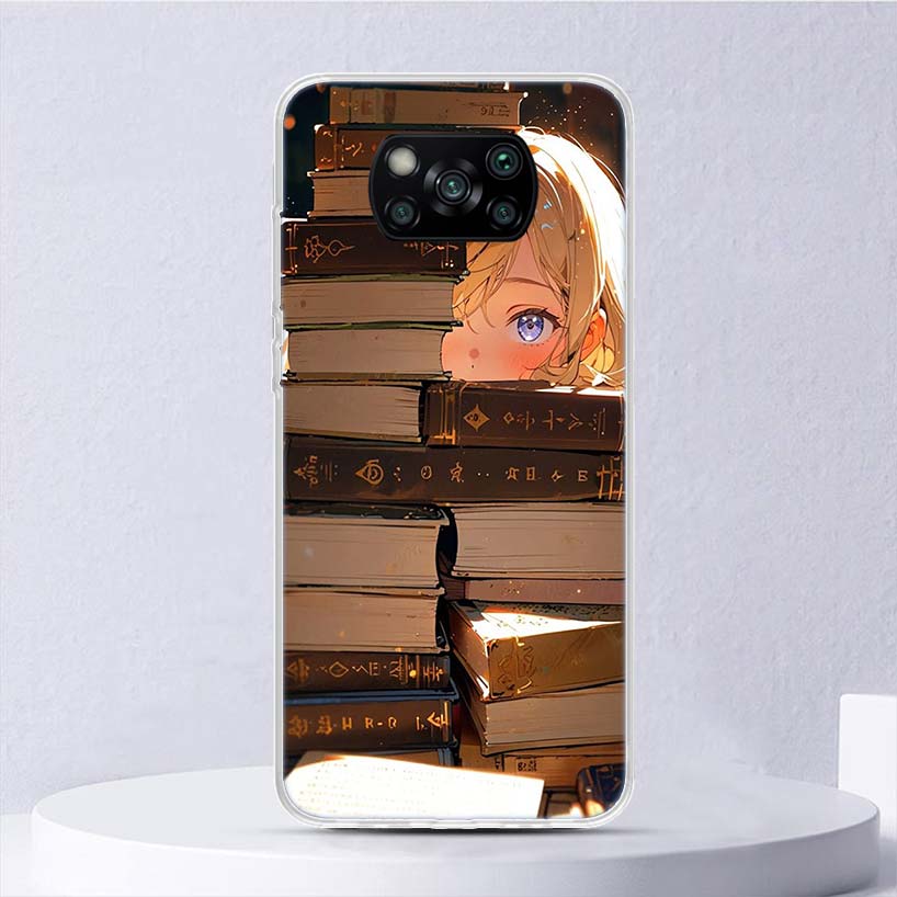 Read Books illustration Reading Soft Case For Xiaomi Poco X7 X6 X5 X4 X3 Nfc F7 Ultra F6 F5 Pro Phone Cover F4 Gt F3 M5S M4 M3 M