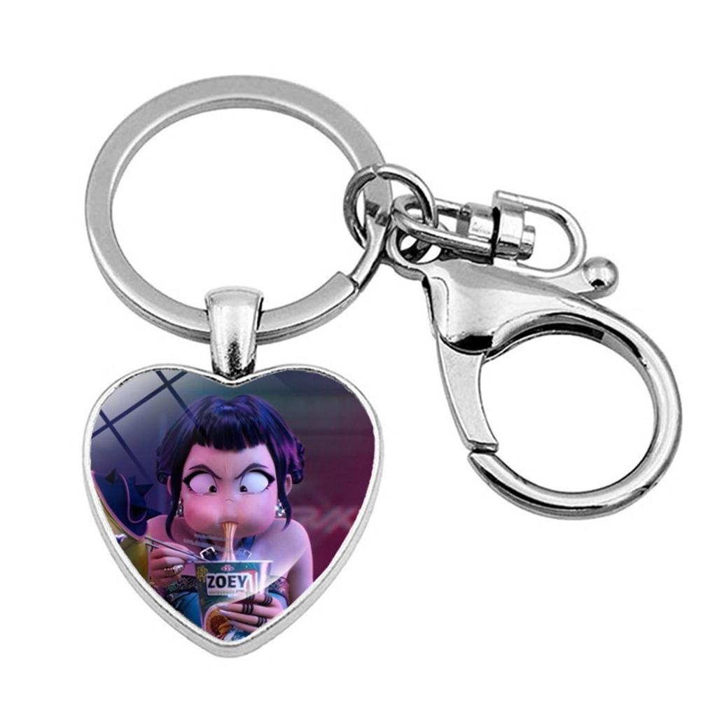 Witch Girl Group Surrounding Love Keychain Pendant Cartoon Anime Heart Pendant Accessories