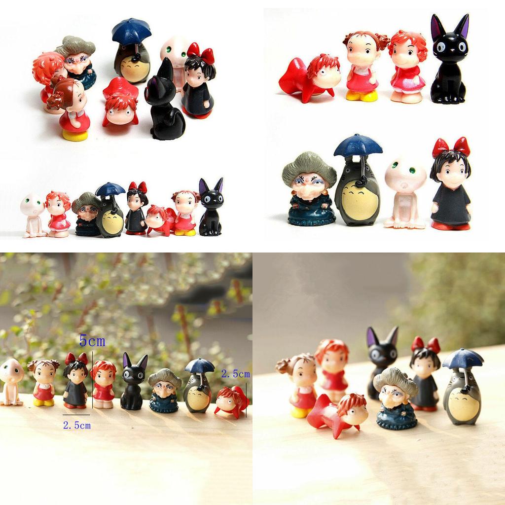 Premium Quality 8pc Set Totoro Ponyo On The Cliff Cute Mini Action Figures For Kids