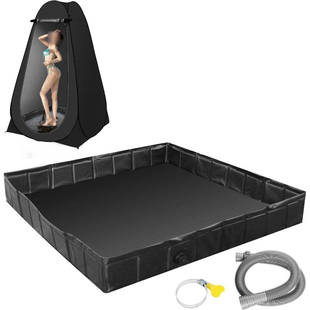 Lightweight Foldable Shower Base Tray with Drain Hose for Outdoor Camping and Portable Home Use Easy to Carry and Store