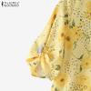 ZANZEA Women Casual V-Neck Summer 3/4 Sleeve Floral Print Blouse