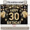 2D Black Gold 30th Birthday Backdrop Banner - Happy 30th Birthday Photo Background