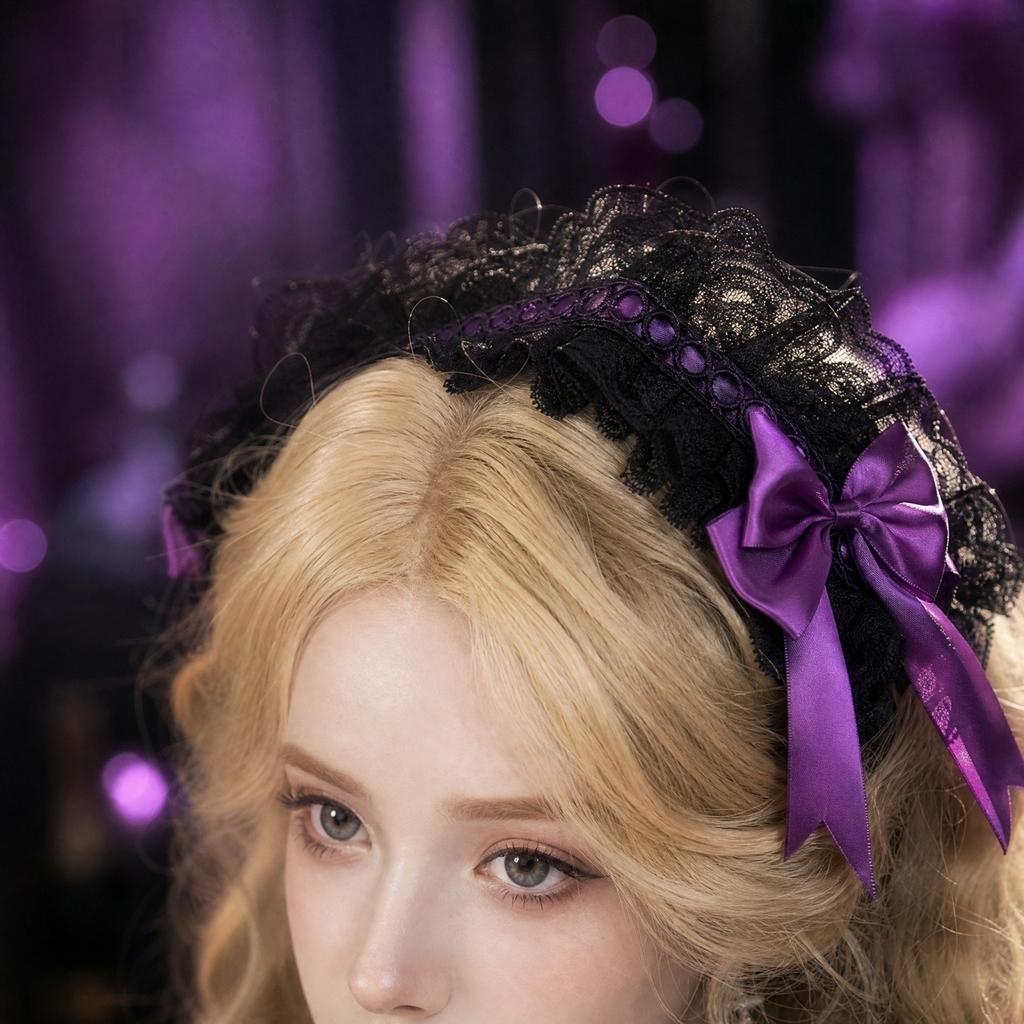 Purple Lace Hair Headbands Set, Narrow Cute Decorative Headbands for Stage Performance, Hair Accessories for Women and Girls