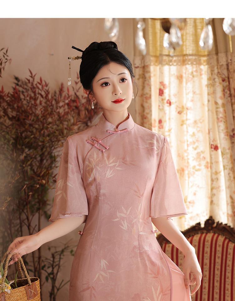 Orchid Green Summer 2025 Cheongsam: Chinese-Style Young Girl's Ao Dai Tea Dress for College Send-Off
